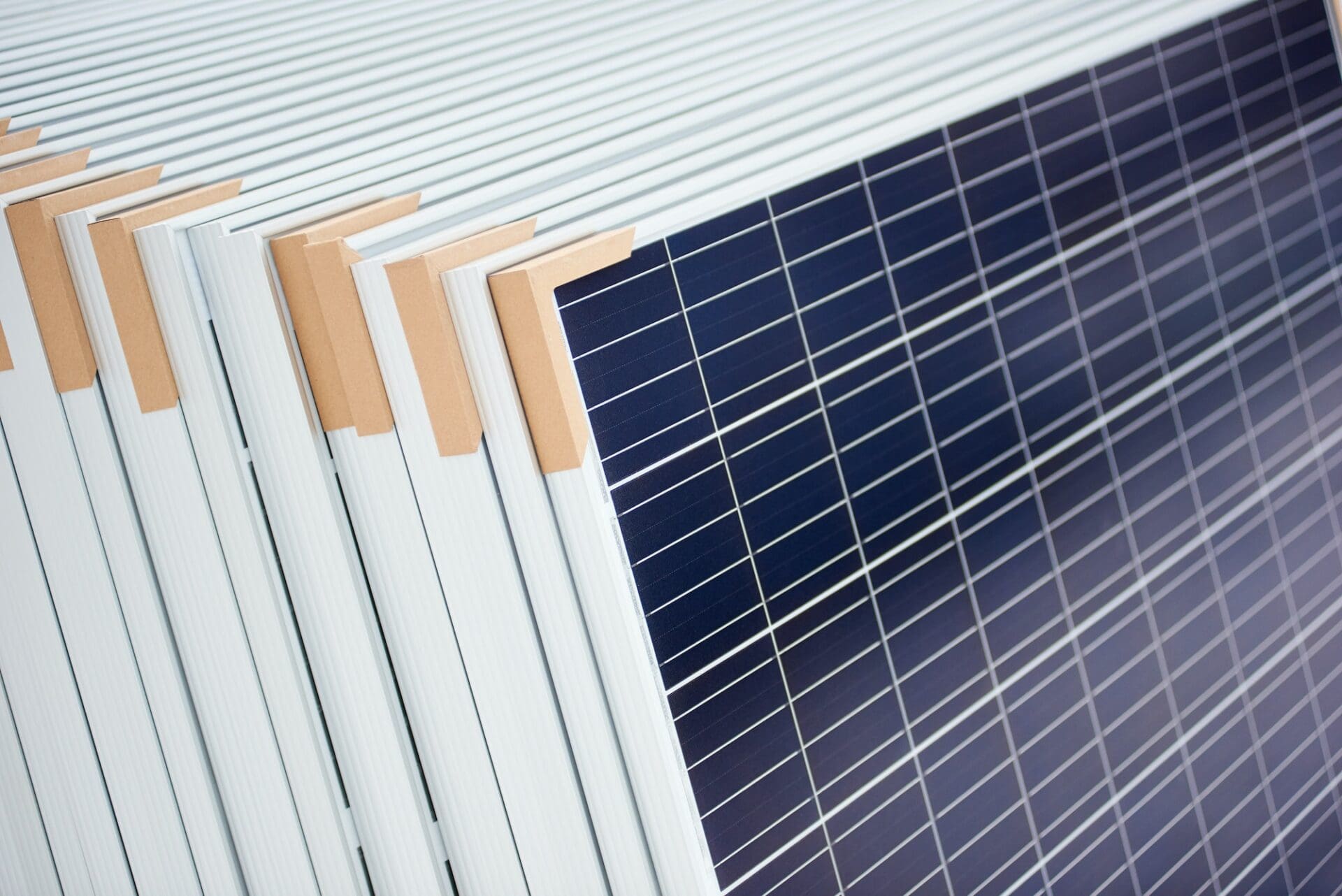 Stack of photovoltaic solar panels.